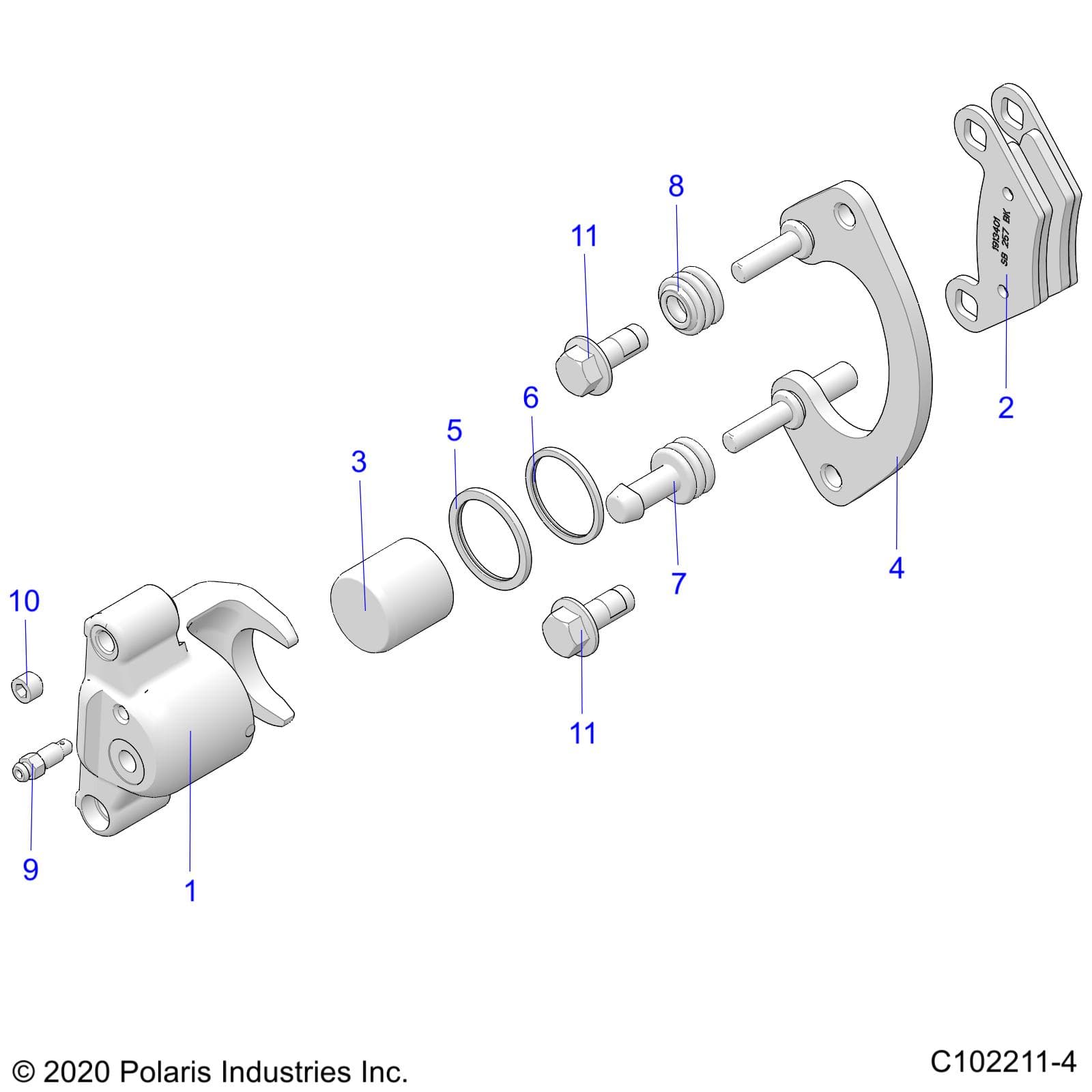 2026 SPORTSMAN 850 MUD 49S R01 - A26SXN85A7 β BRAKES, CALIPER, REAR - A26SXN85A7 (C102211-4) diagram