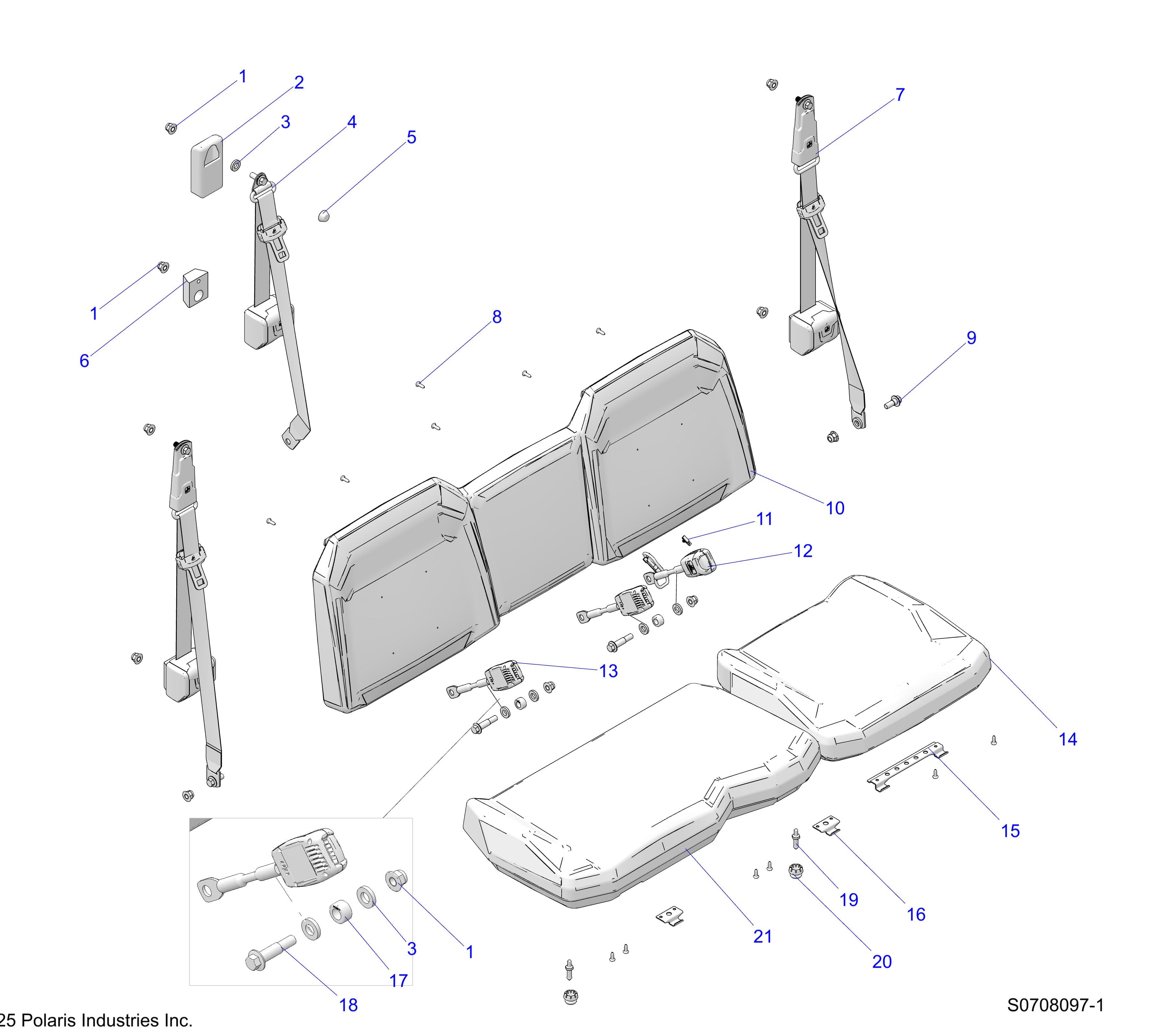 2026 RANGER 1000 CREW NON EPS β BODY, SEATS FRONT diagram