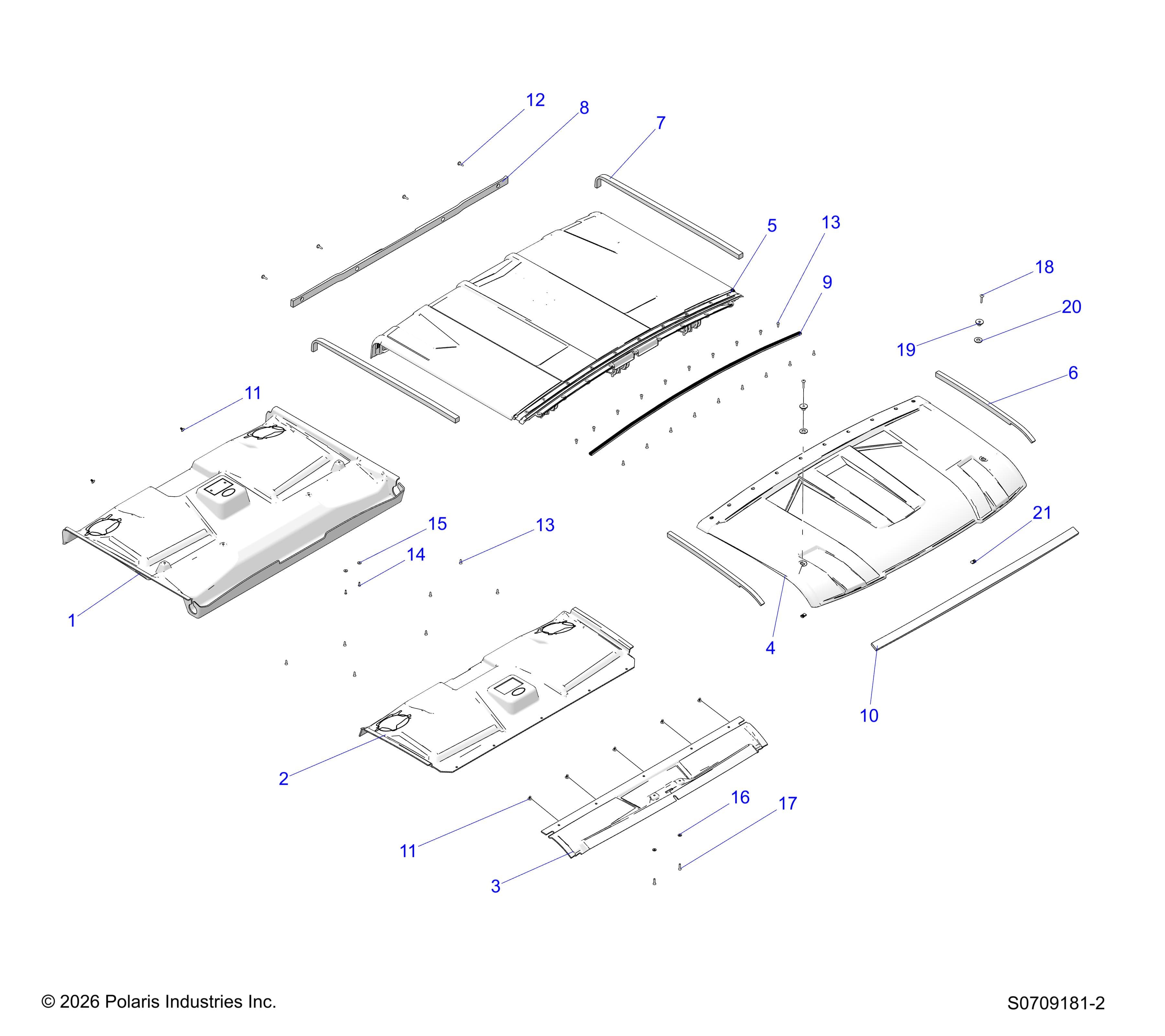 2026 RANGER 1000 XP CREW NORTHSTAR TEXAS EDITION β BODY, ROOF & LINER diagram