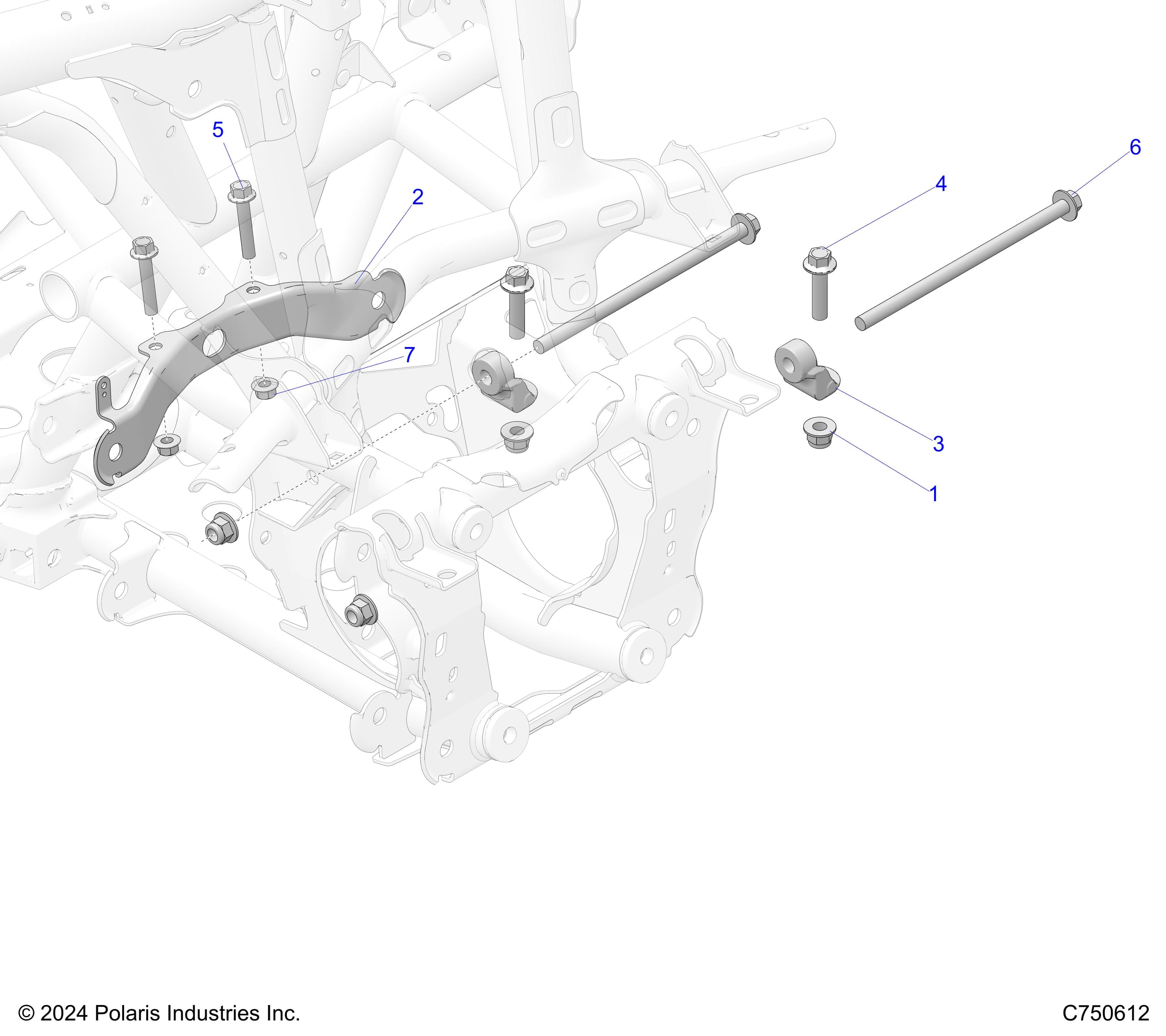 2026 RZR PRO S4 SPORT β CHASSIS, FRONT GEARCASE AND BUMPER MOUNTING - Z26S4E92A4/B4/A6/B6 (C750612) diagram