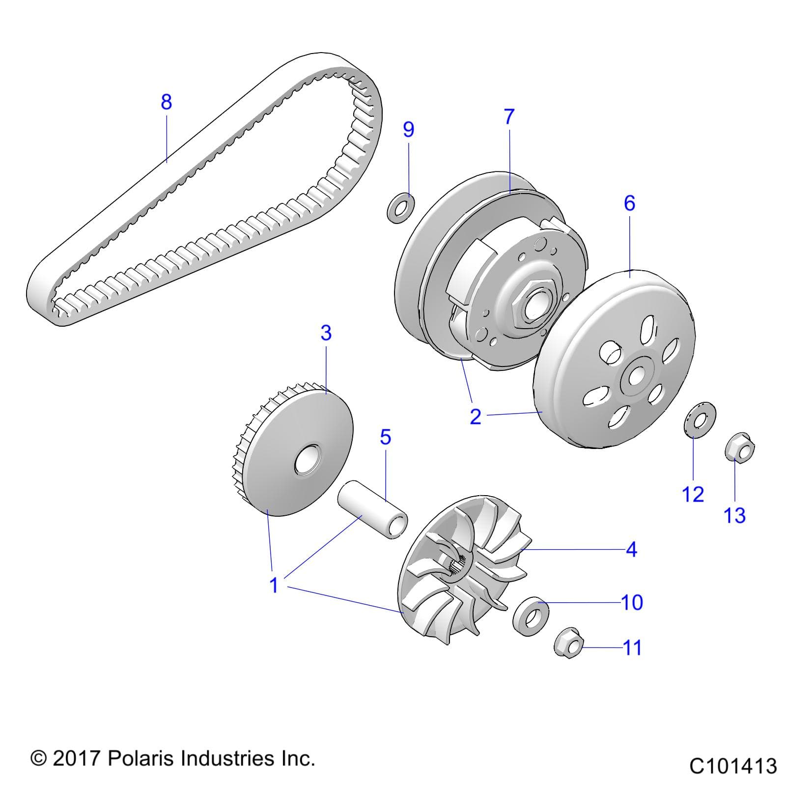 2026 RANGER 150 EFI AU β DRIVE TRAIN, PRIMARY CLUTCH - R26HZA15D5 (C101413) diagram