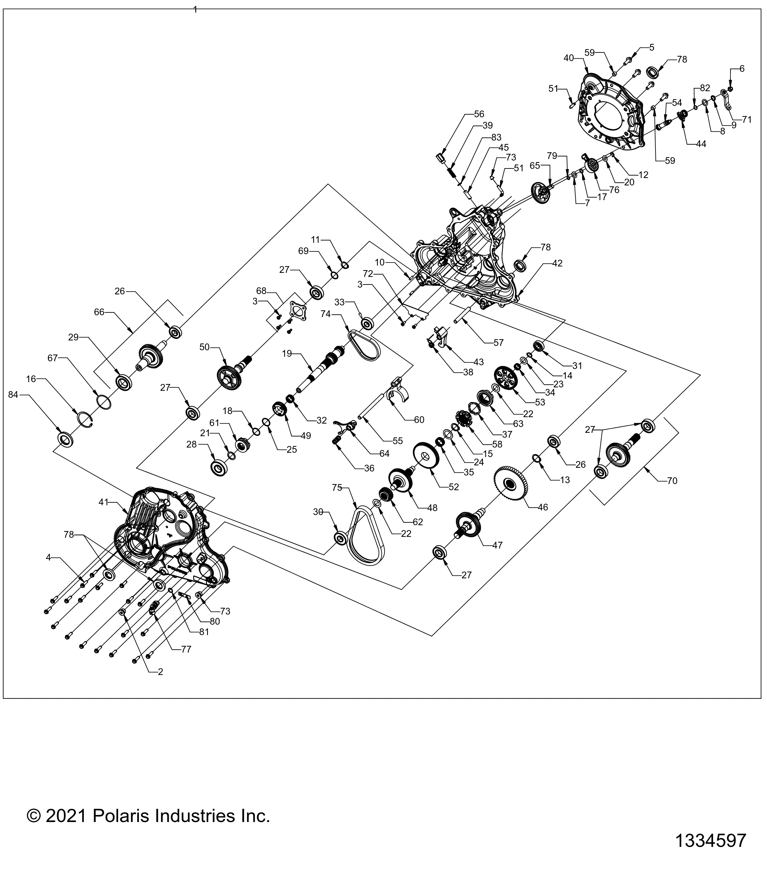 2026 SPORTSMAN XP 1000 MUD R01 - A26SXM95AR — DRIVE TRAIN, MAIN GEARCASE - A26SXM95AR (1334597) diagram