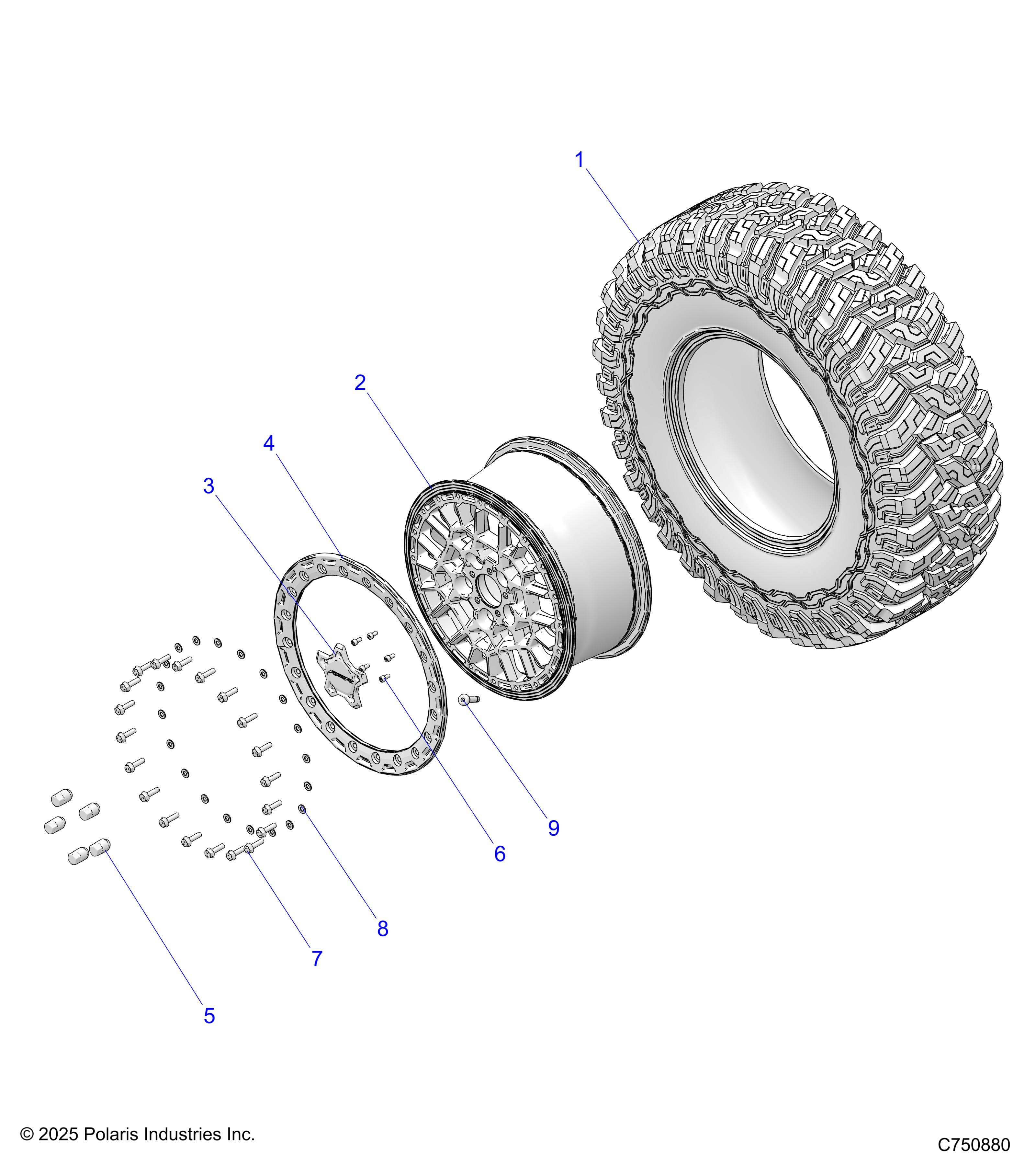 2026 RZR PRO R4 LE β WHEELS, FRONT/REAR - Z26R4P2KBL (C750880) diagram