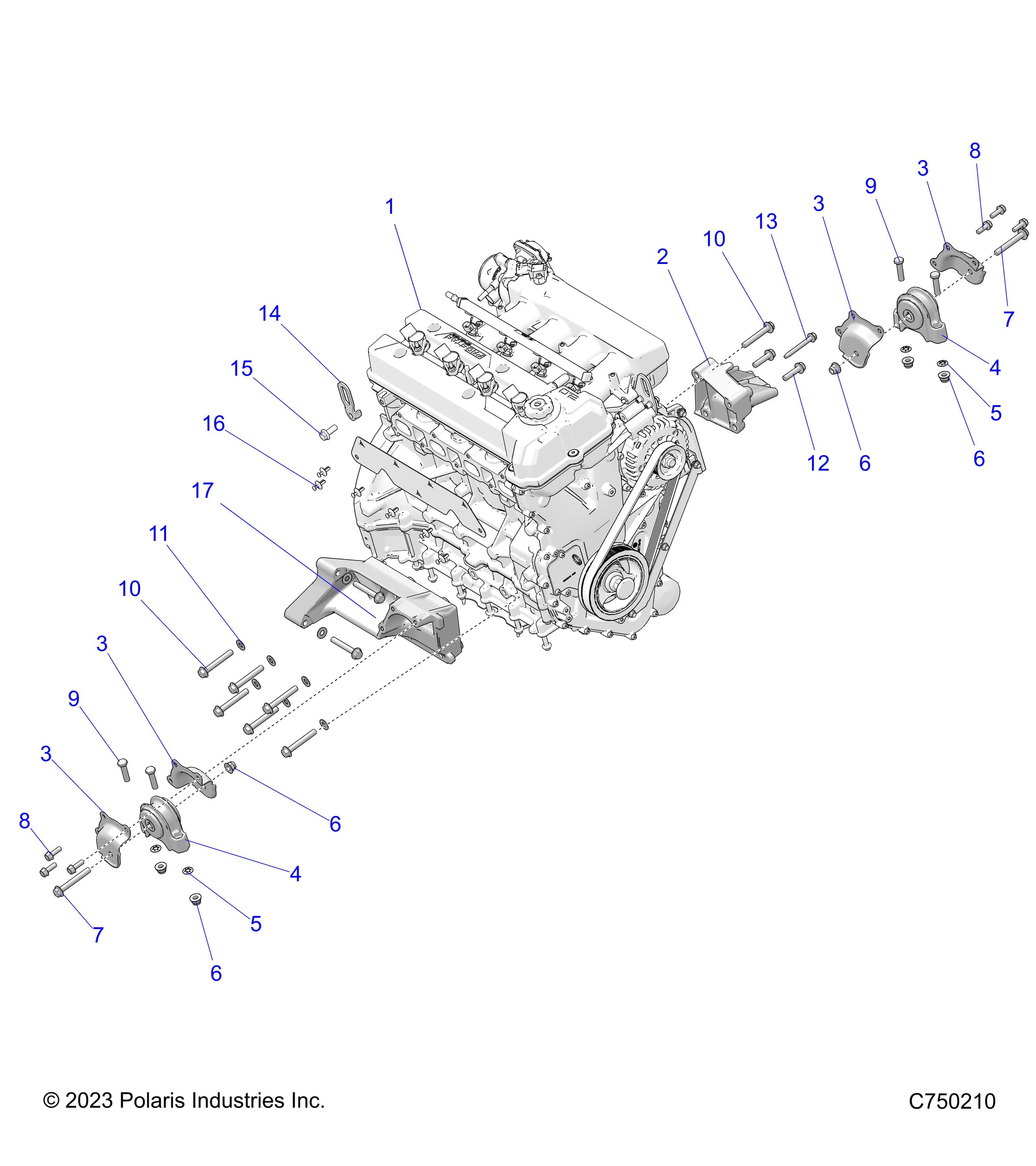 2026 RZR PRO R LE β ENGINE, MOUNTING & LONG BLOCK - Z26RPP2KBL (C750210) diagram