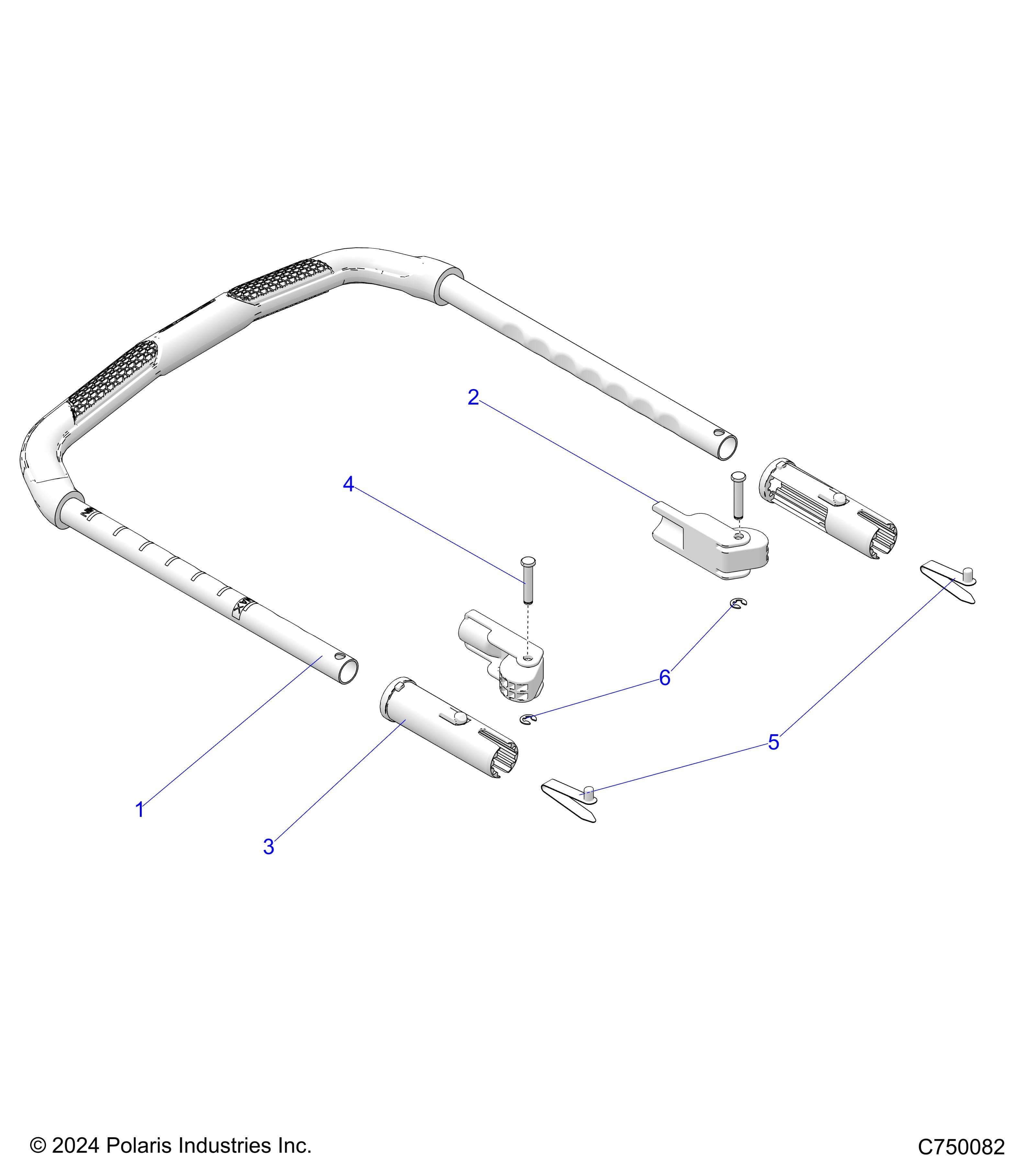 2026 RZR PRO XP 4 SPORT β BODY, GRAB BAR, PASSENGER - Z26X4E92A4/B4/A6/B6 (C750082) diagram