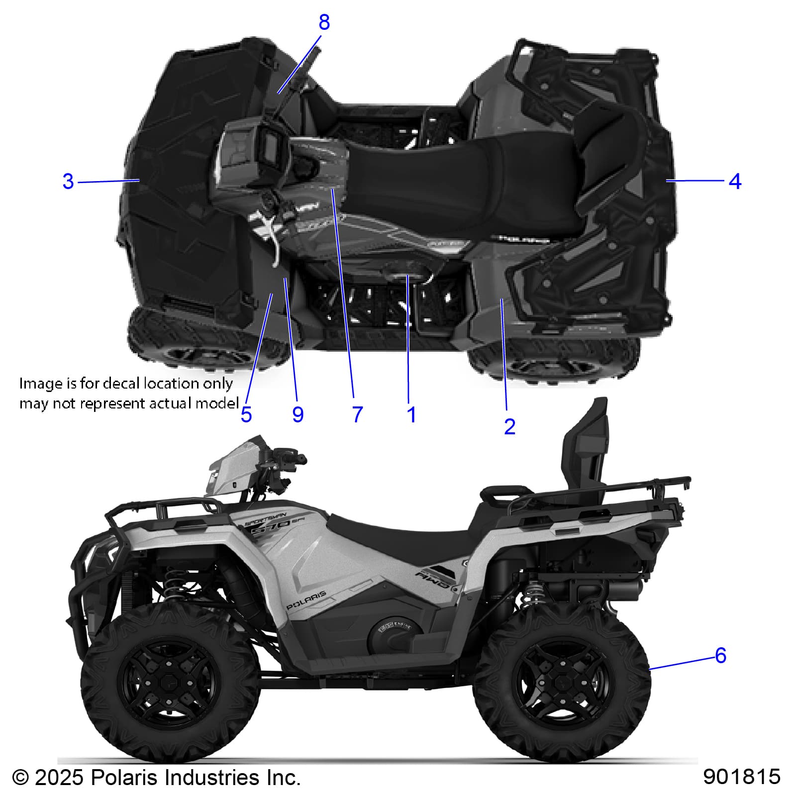 2026 SPORTSMAN TOURING 570 ULT β BODY, DECALS, STANDARD - A26SJR57AG (901815) diagram