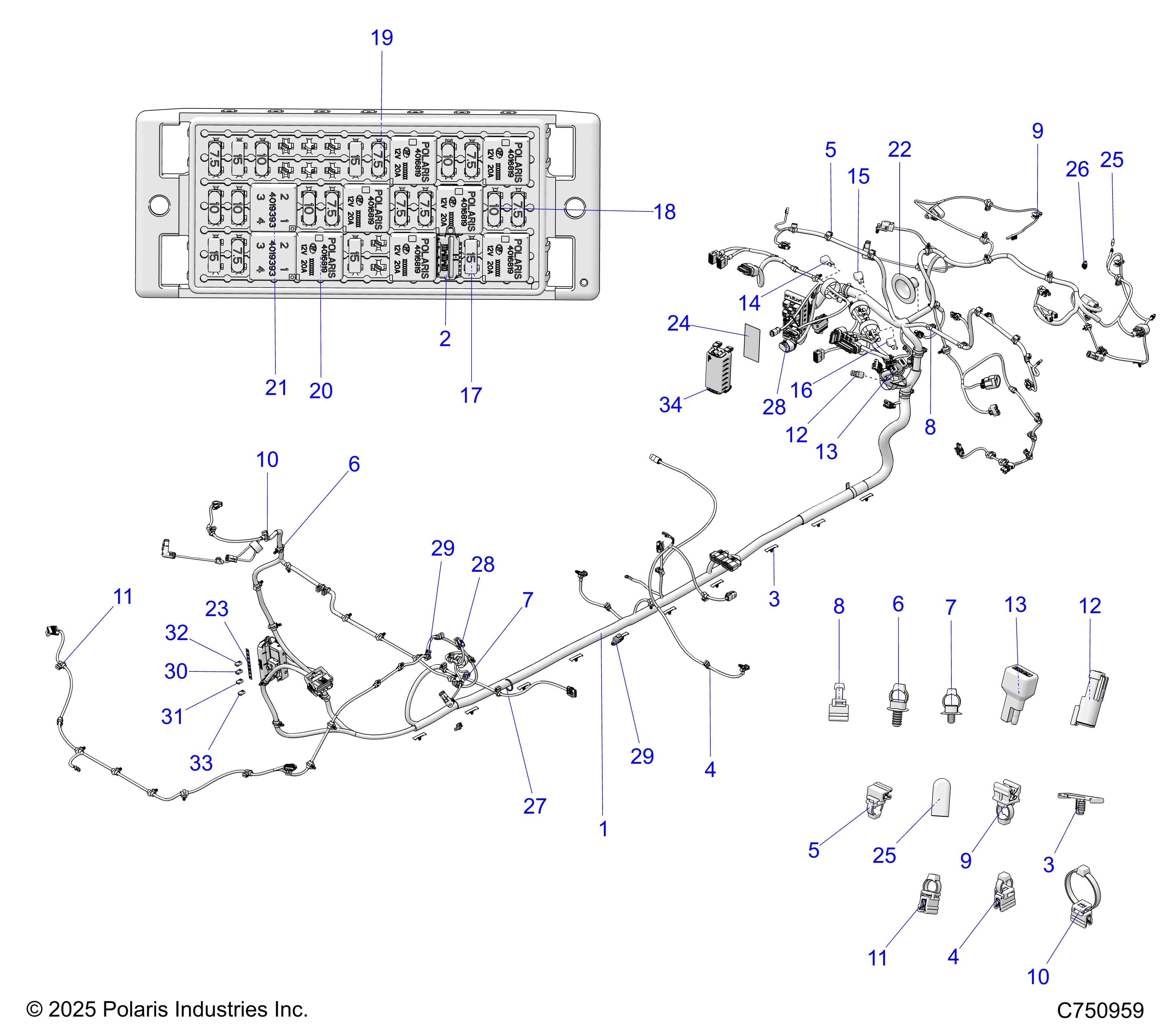 2026 RZR PRO R LE β ELECTRICAL, WIRE HARNESS, CHASSIS - Z26RPP2KBL (C750959) diagram