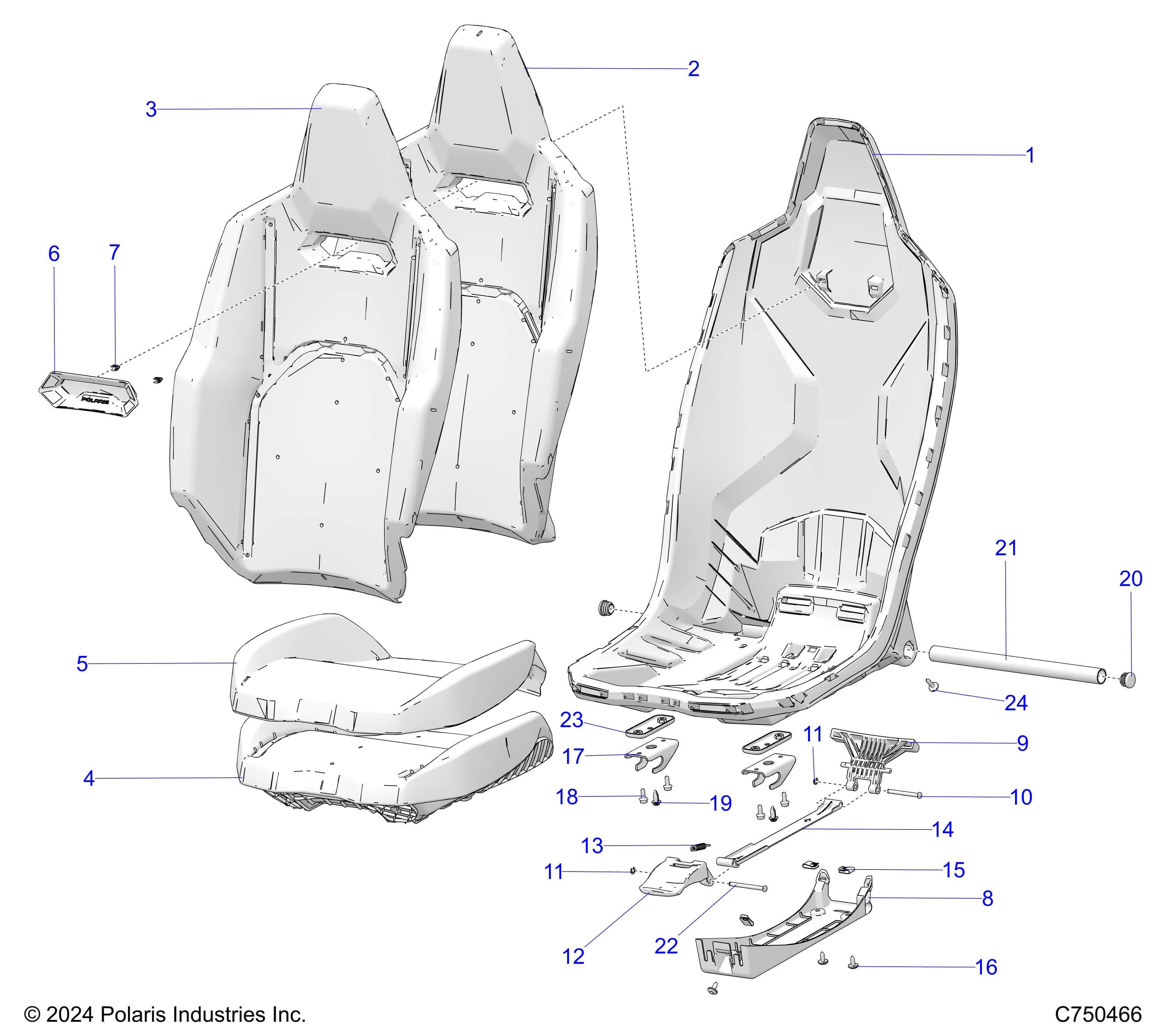 2026 RZR PRO XP 4 SPORT β BODY, SEAT ASM., FRONT - Z26X4E92A4/B4/A6/B6 (C750466) diagram