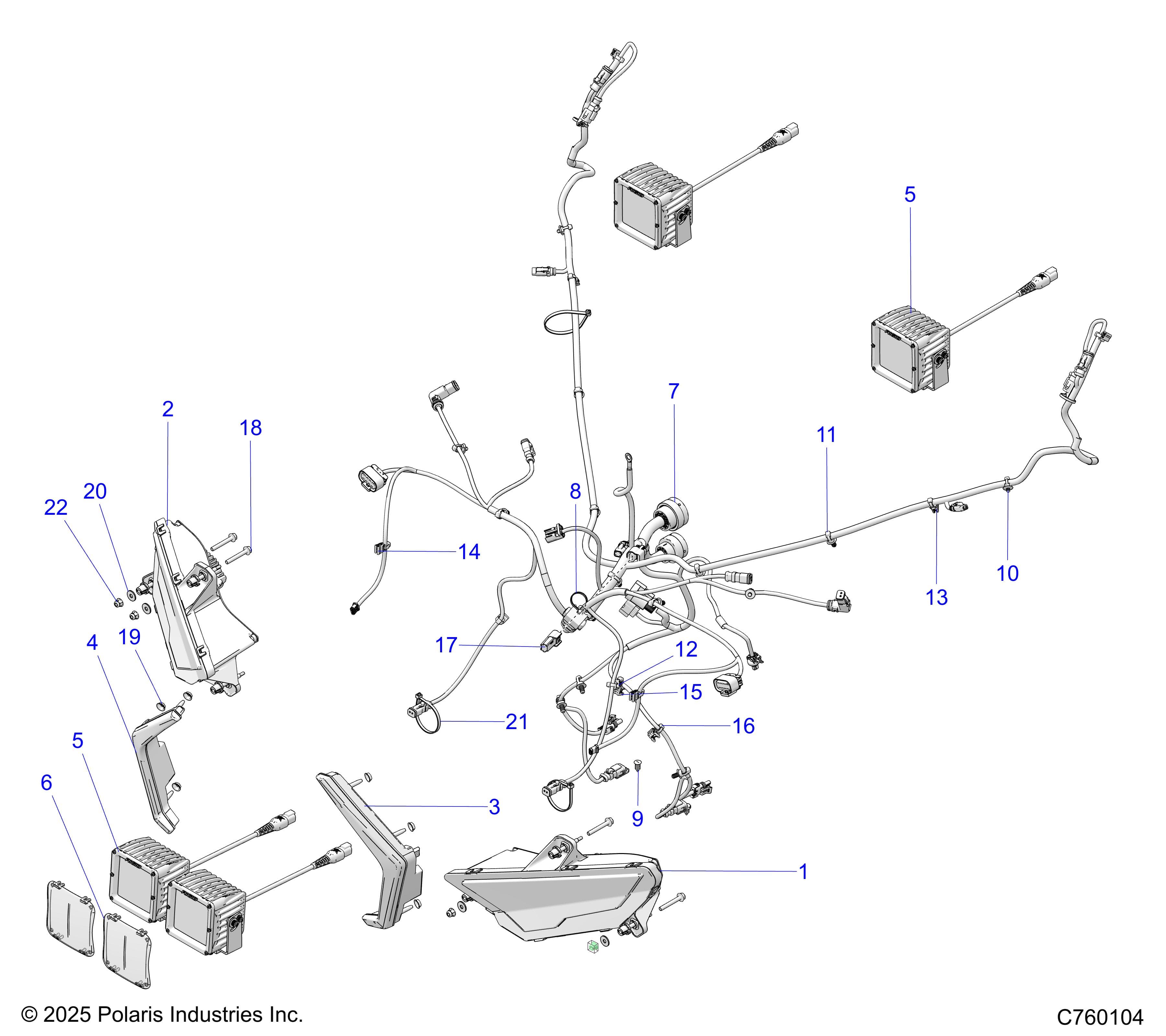 2026 RZR PRO R RACE H.O. β ELECTRICAL, FRONT HARNESS AND LIGHTING - Z26RRL2KAL (C760104) diagram