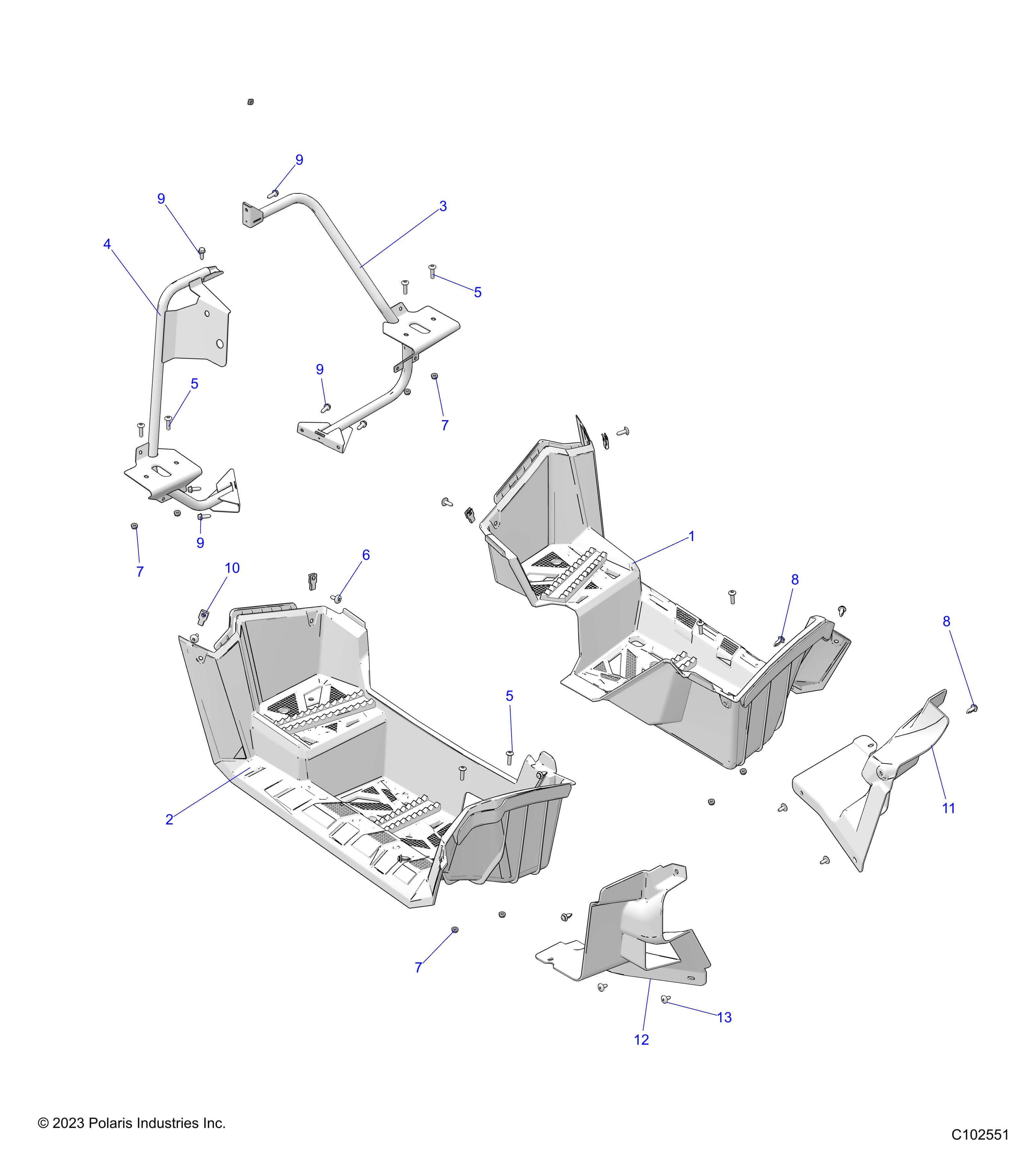 2026 SPORTSMAN 570 6X6 EPS 49S β BODY, FOOTWELLS - A26SKE57A1 (C102551) diagram