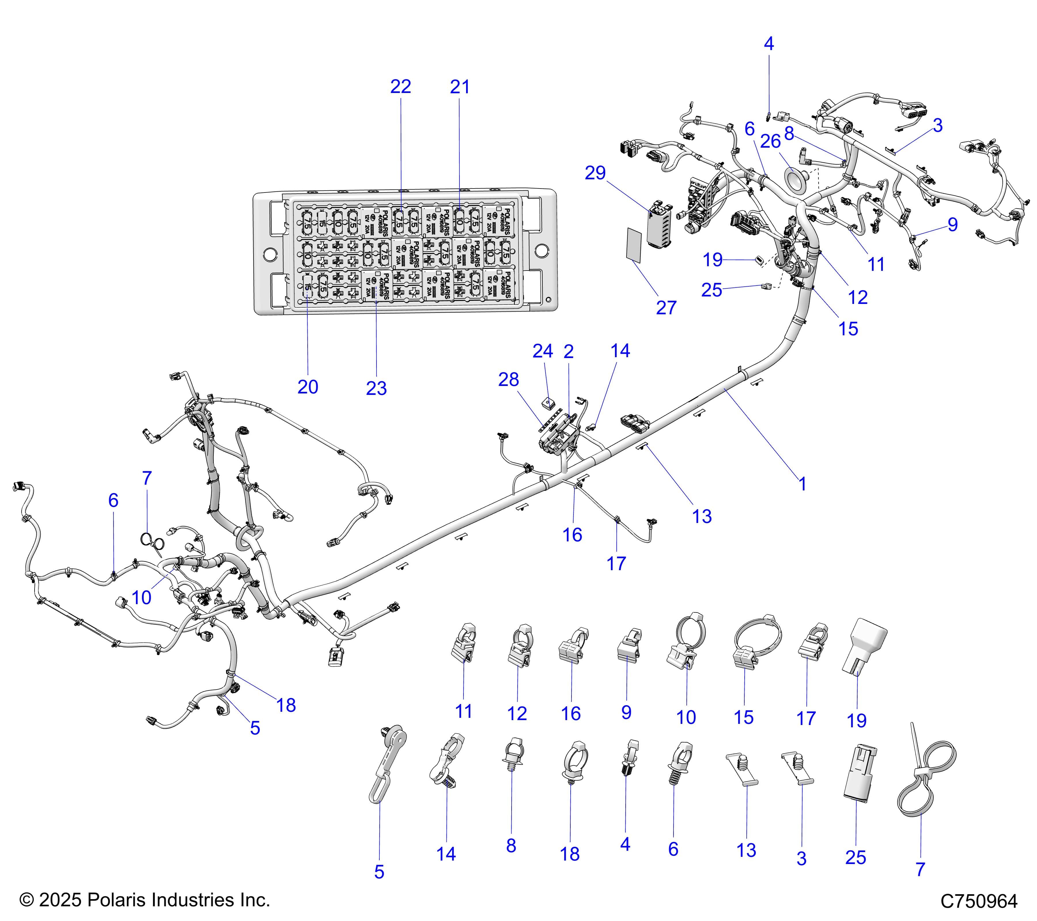 2026 RZR PRO XP 4 SPORT β ELECTRICAL, WIRE HARNESS, CHASSIS - Z26X4E92A4/B4/A6/B6 (C750964) diagram