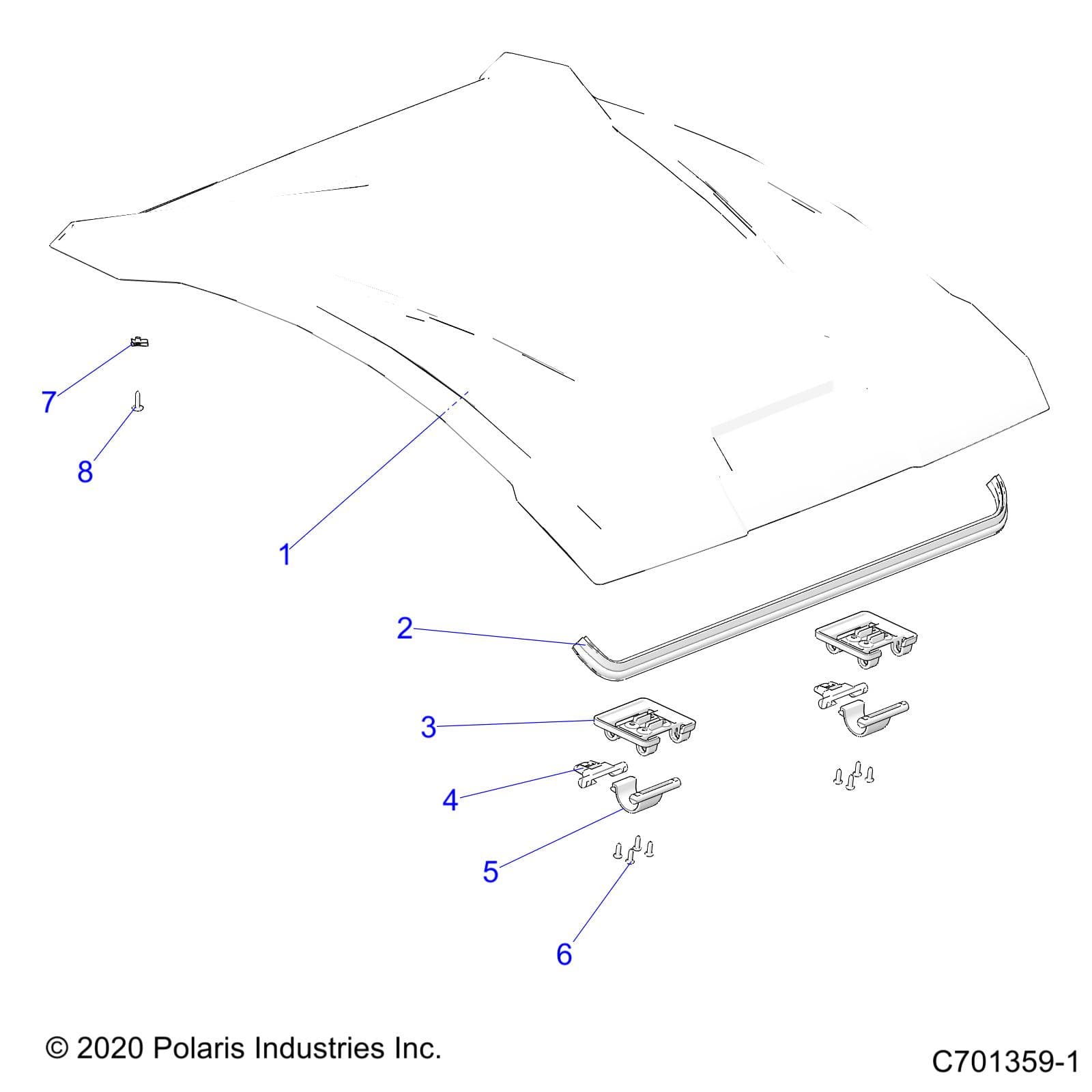 2026 RZR TRAIL S 1000 ULTIMATE β BODY, ROOF - Z26ASF99A6 (C701359-1) diagram