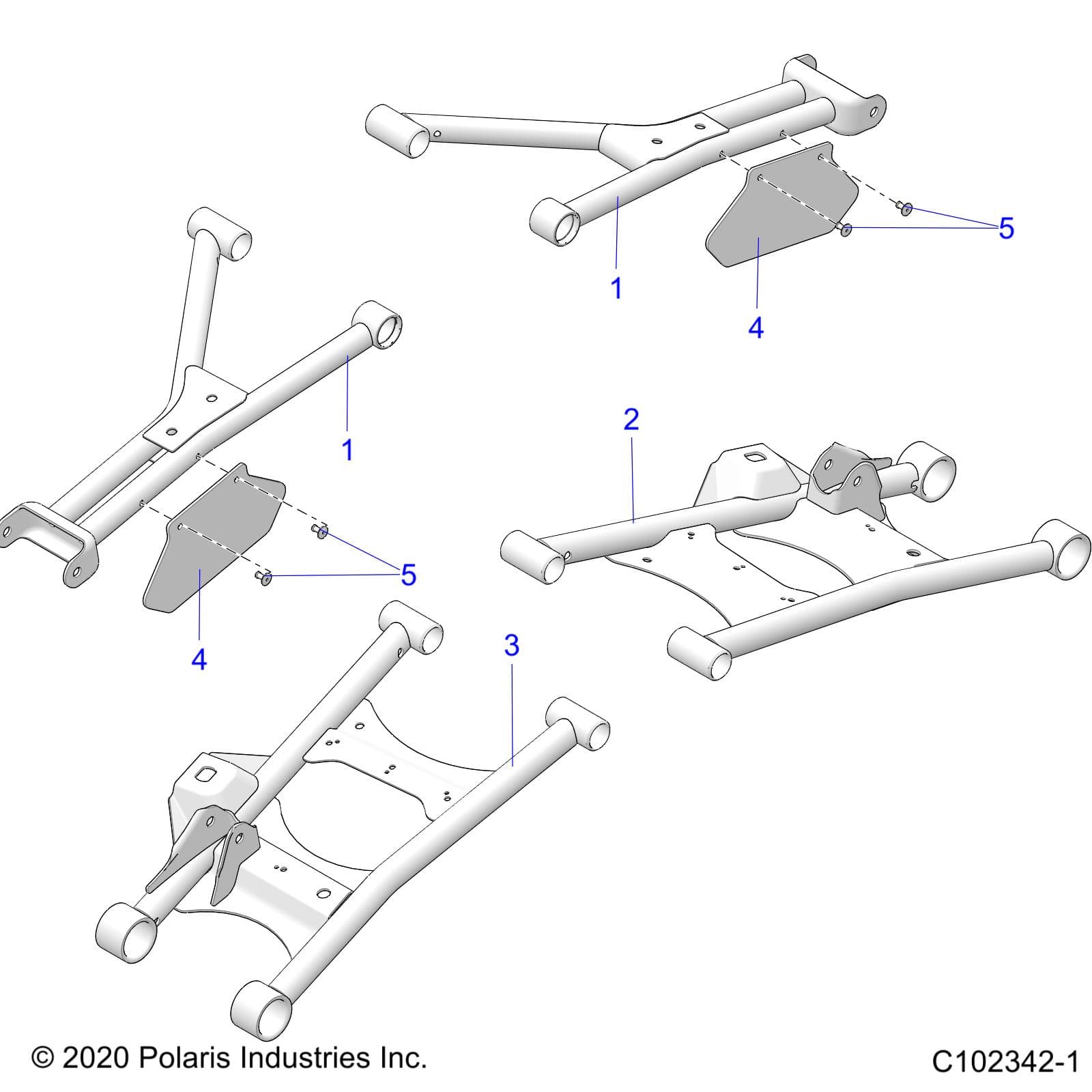2026 SCRAMBLER XP 1000 S 49S R01 - A26SGE95AB β SUSPENSION, REAR CONTROL ARMS - A26SGE95AB (C102342-1) diagram