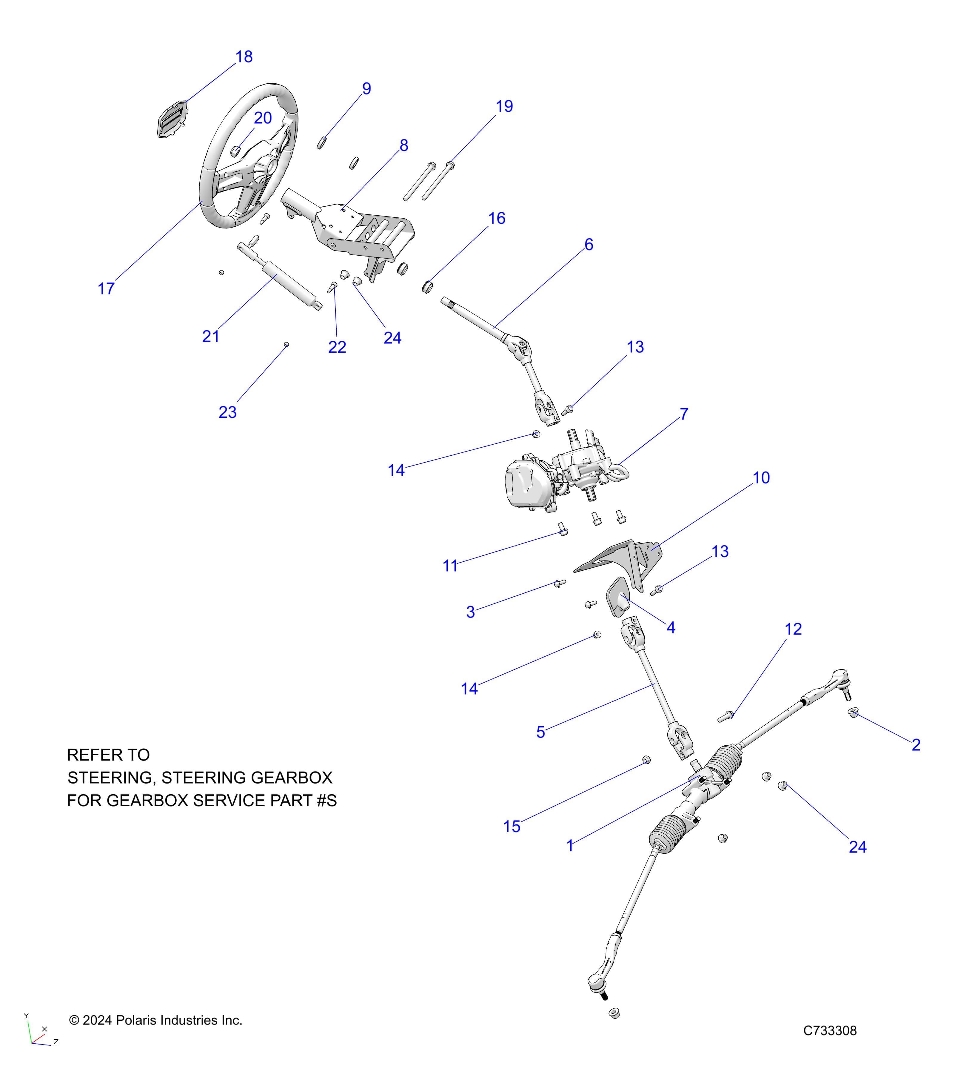 2026 RANGER 1000 CABBED β STEERING, ASSEMBLY diagram