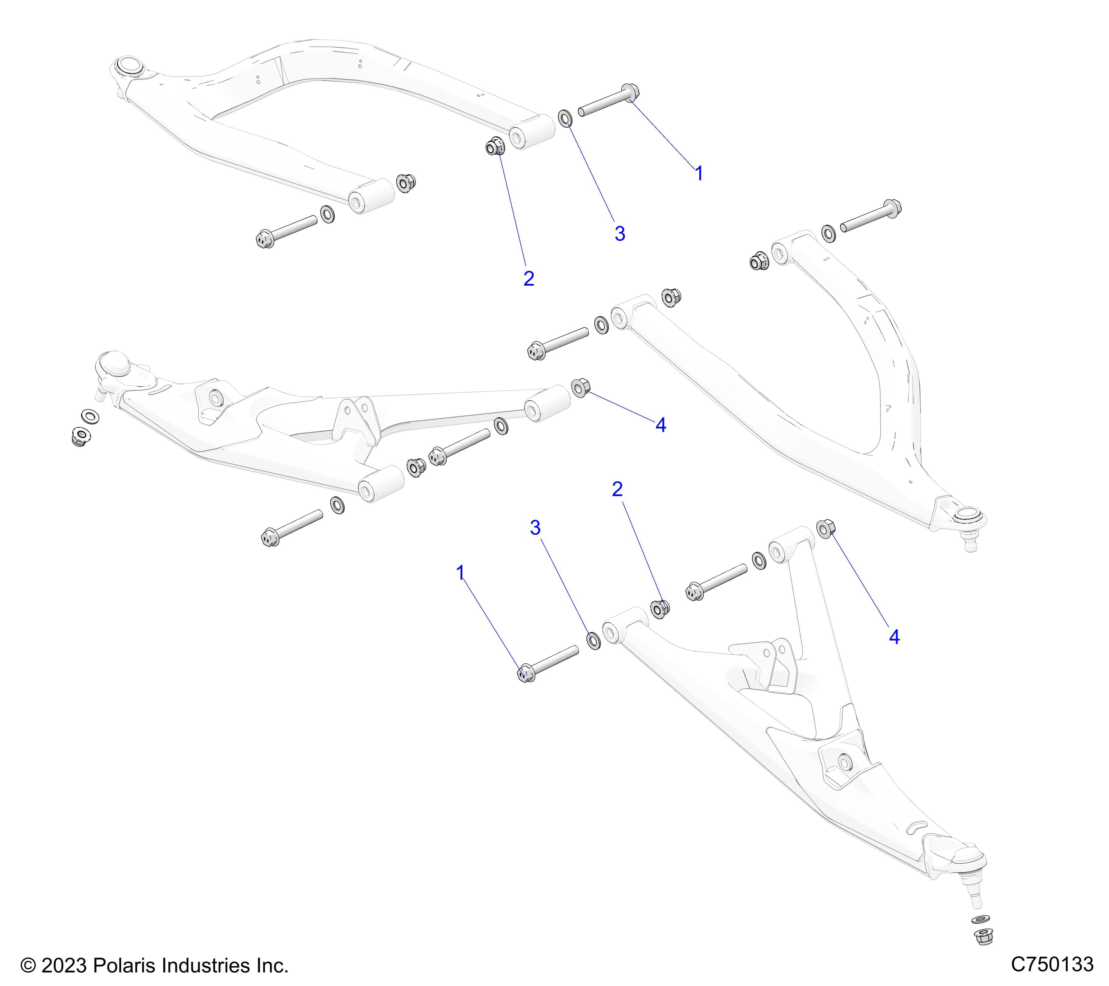 2026 RZR PRO S SPORT β SUSPENSION, FRONT CONTROL ARMS MOUNTING - Z26SPE92A4/B4/A6/B6 (C750133) diagram