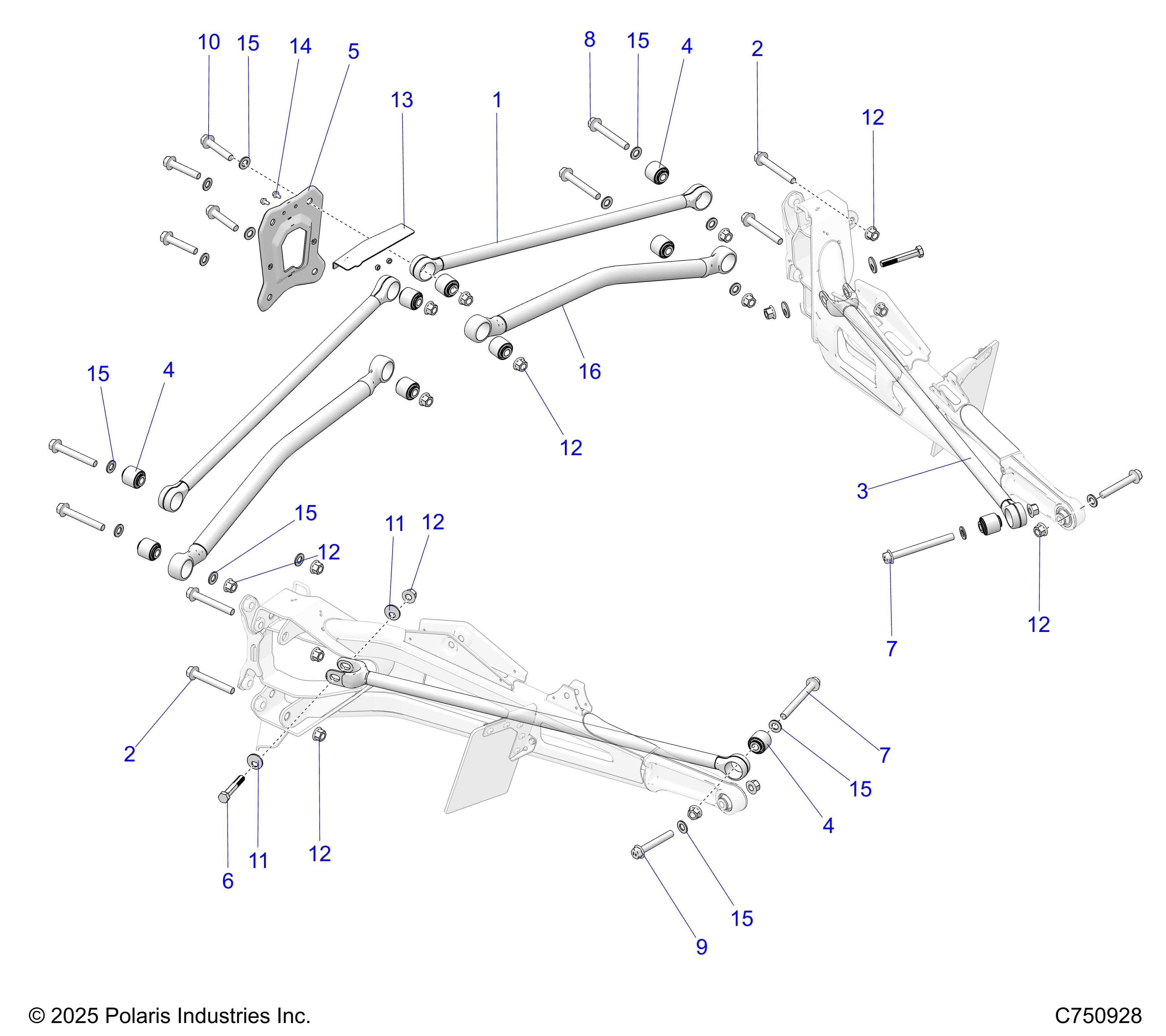 2026 RZR PRO S4 ULTIMATE EVP,LE β SUSPENSION, REAR TRAILING ARMS MOUNTING - Z26S4P92BL (C750928) diagram