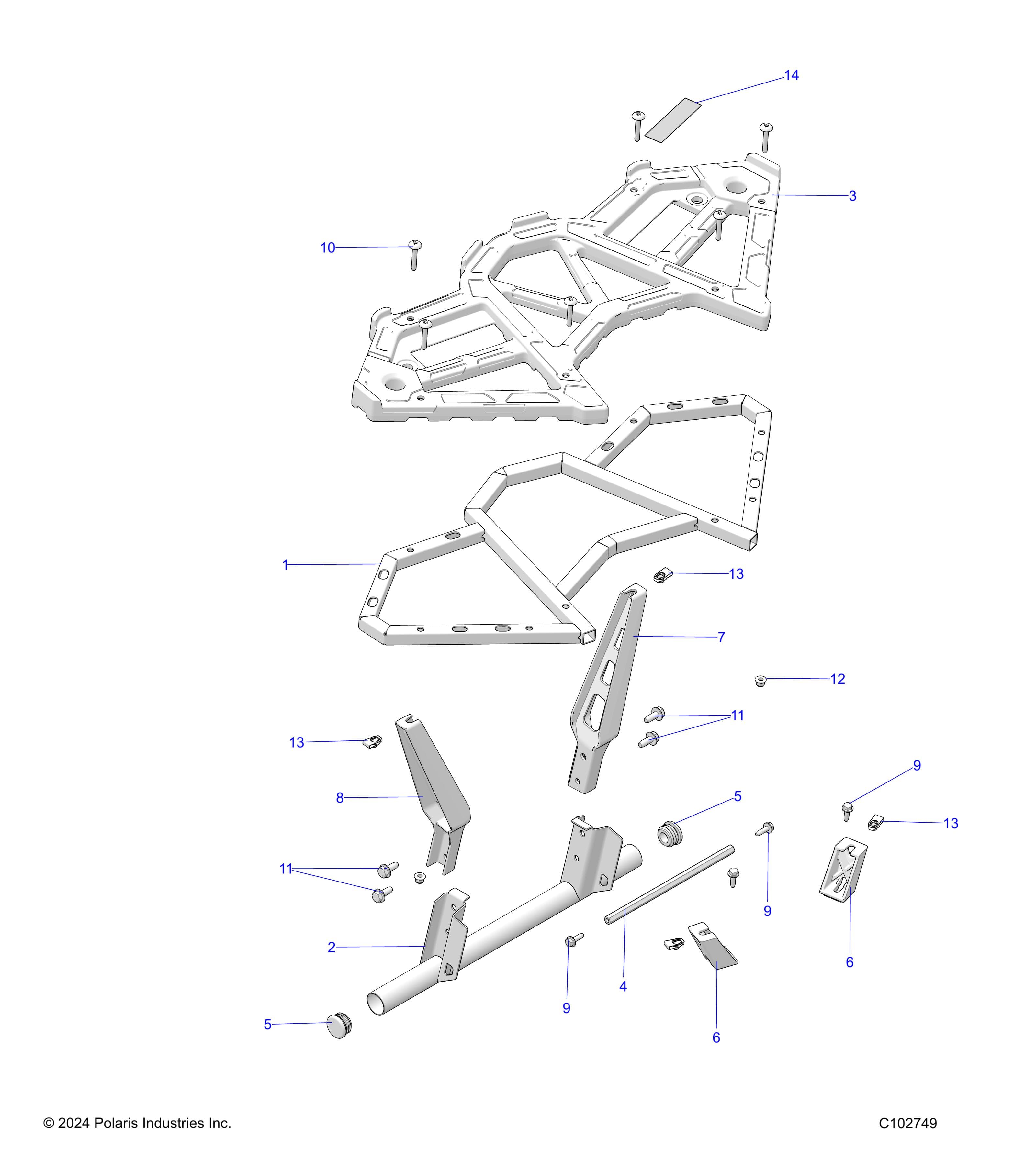 2026 SCRAMBLER 850 48" R02 - A26SVA85A4 β BODY, REAR RACK - A26SVA85A4 (C102749) diagram
