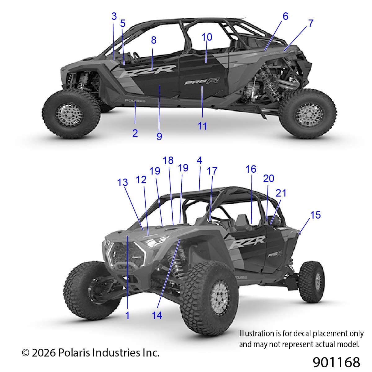 2026 RZR PRO R4 LE β BODY, DECALS - Z26R4P2KBL (901168) diagram