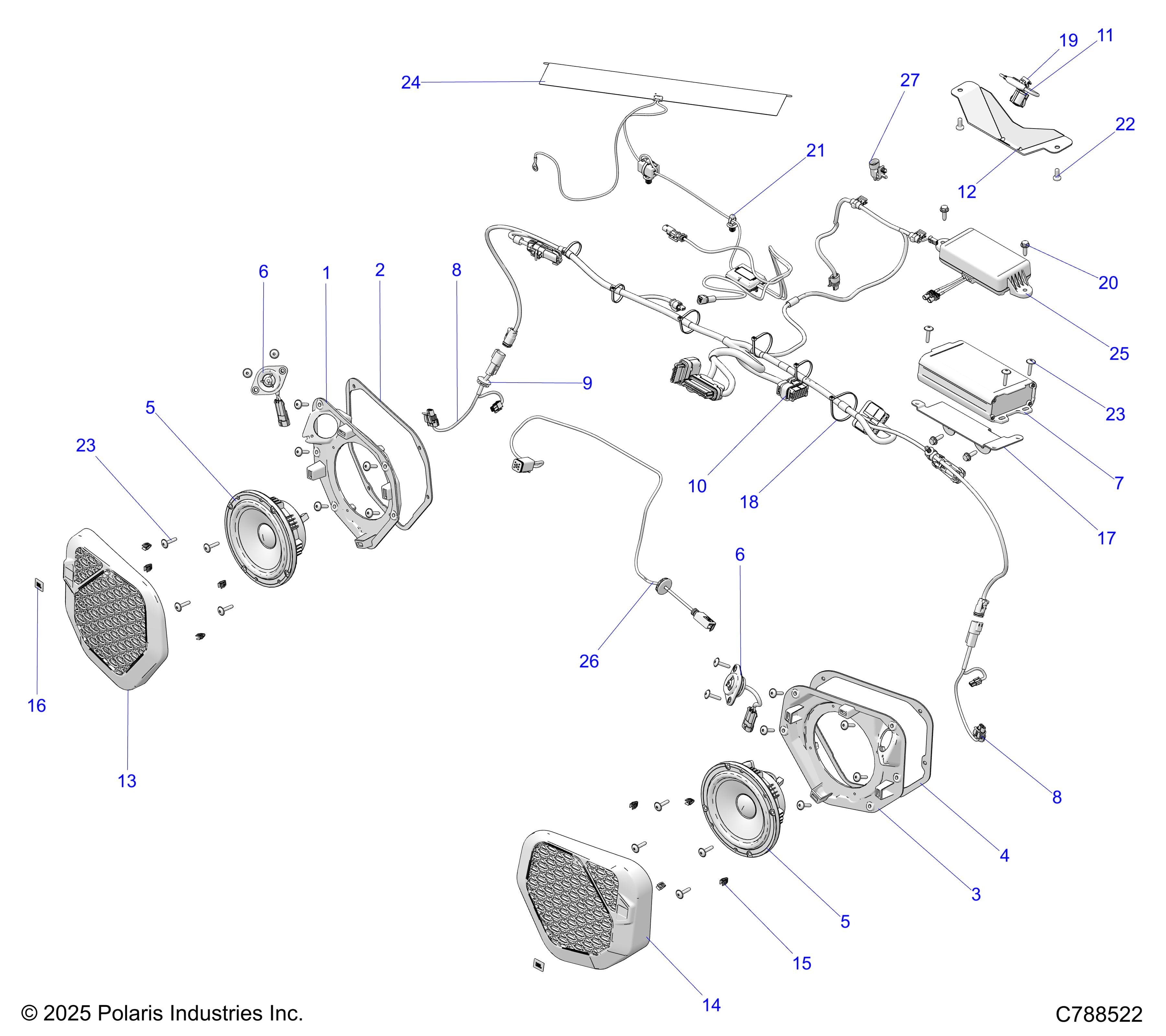 2026 RANGER 1000 XP NSTR ULTIMATE TRAIL BOSS β ELECTRICAL, RIDE COMMAND - R26RRV99AK (C788522) diagram