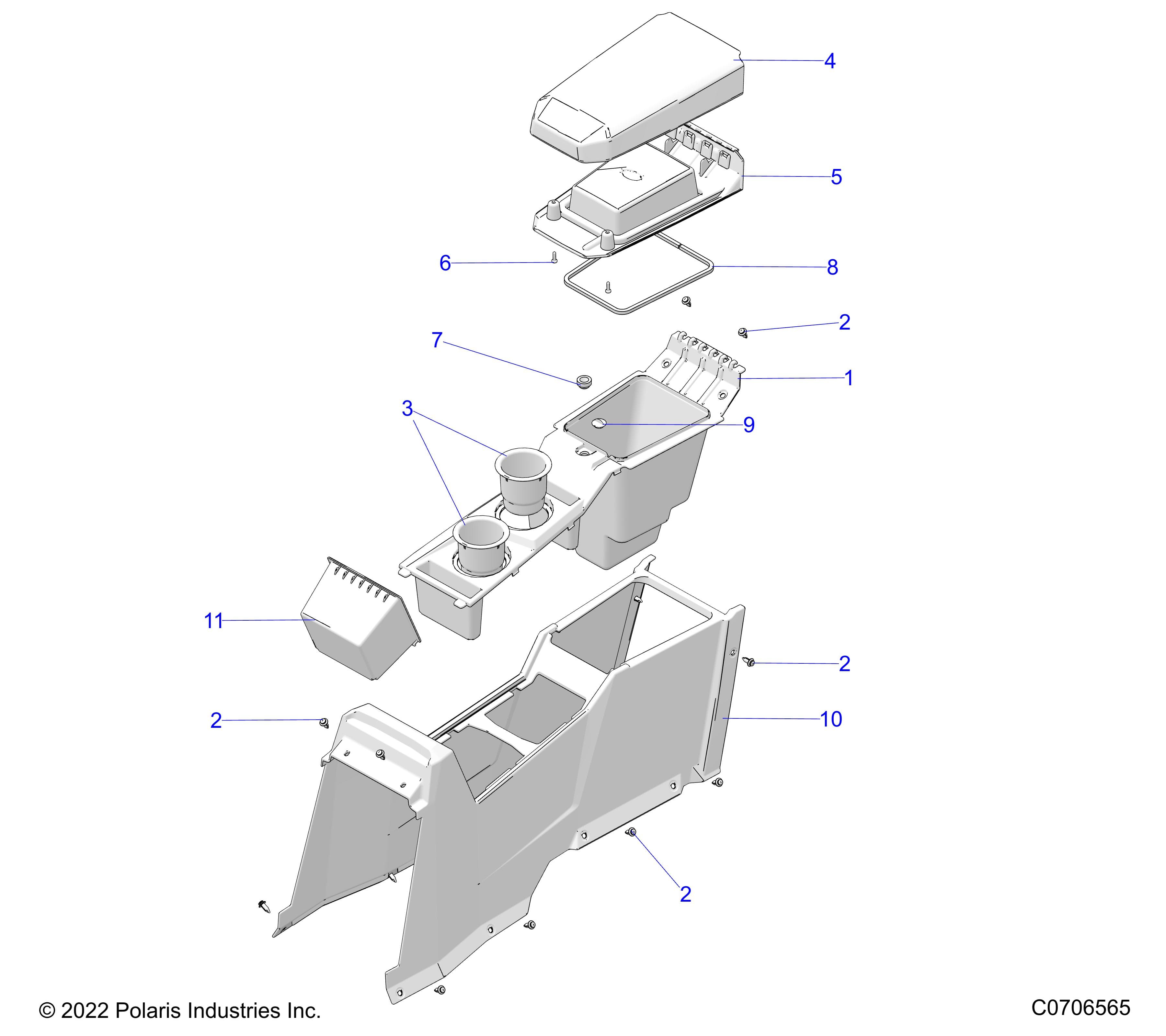 2026 GENERAL XP4 1000 PREMIUM β BODY, CENTER CONSOLE, REAR diagram