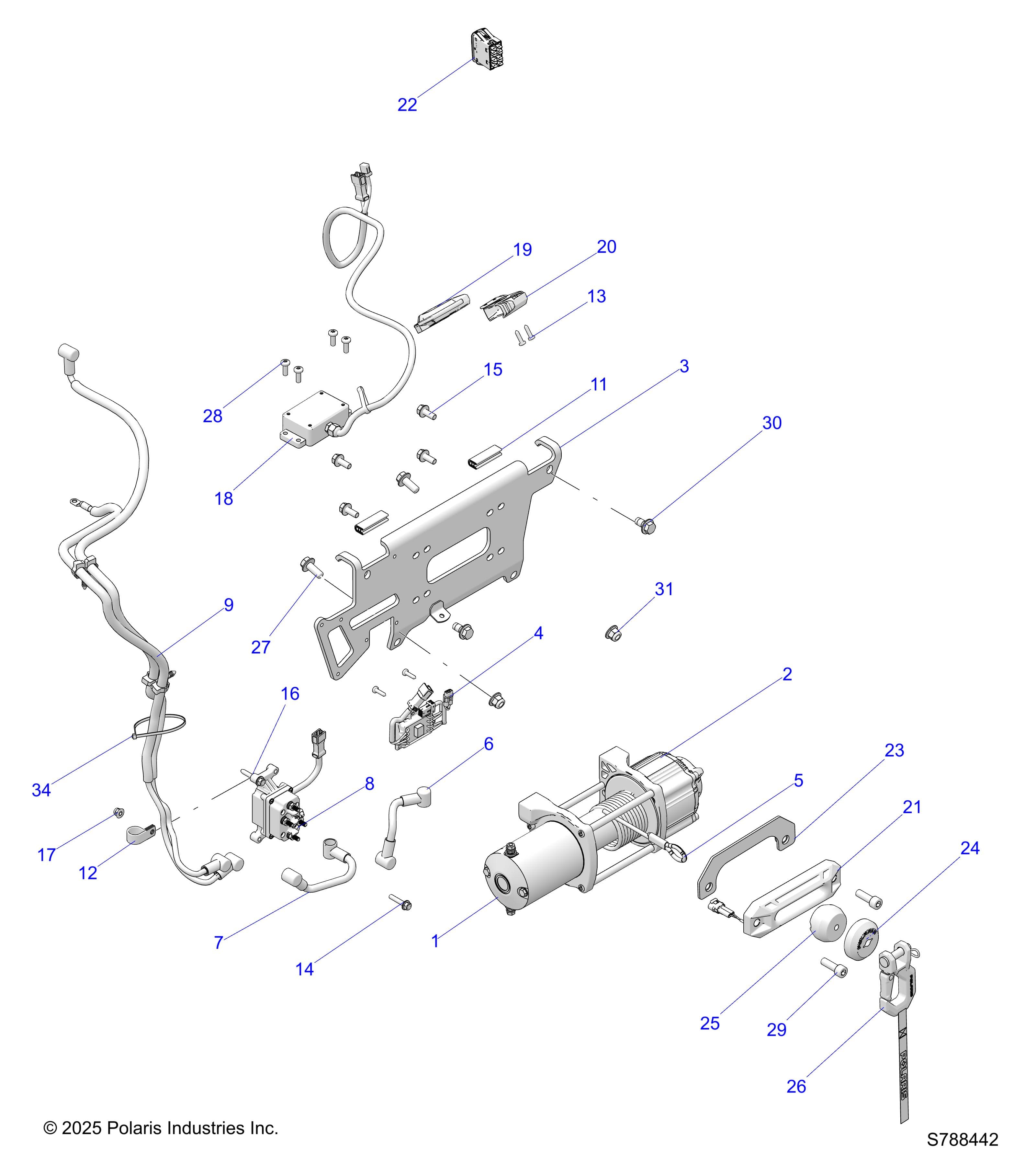 2026 RANGER 1000 XP CREW NSTR ULTIMATE TRAIL BOSS β BODY, WINCH diagram