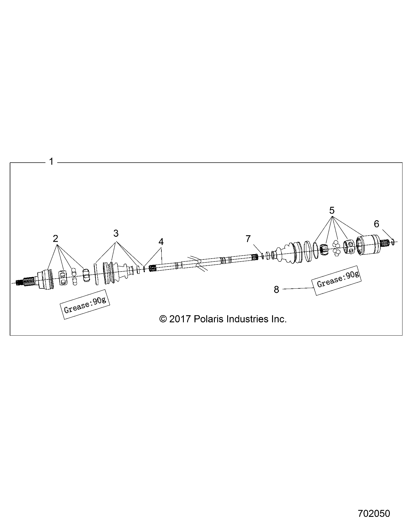 2026 RZR 900 TRAIL SPORT β DRIVE TRAIN, FRONT HALF SHAFT - DRIVE TRAIN, FRONT GEARCASE INTERNALS - Z26A5E87A5 (702050) diagram