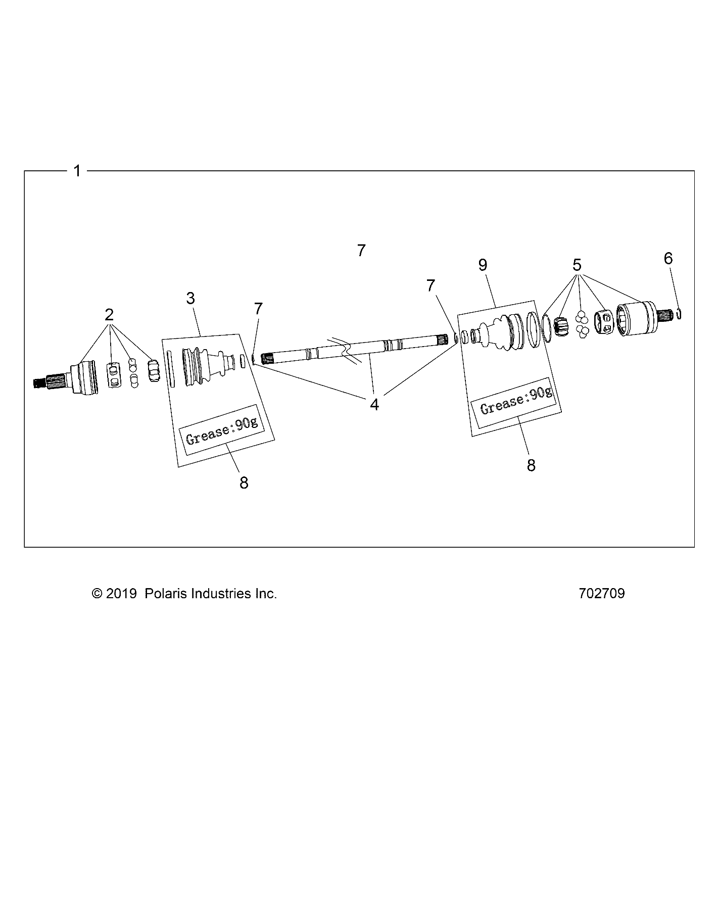 2026 RZR XP 1000 ULTIMATE β DRIVE TRAIN, HALF SHAFT, FRONT - Z26NET99A4/B4/A6/B6 (702709) diagram