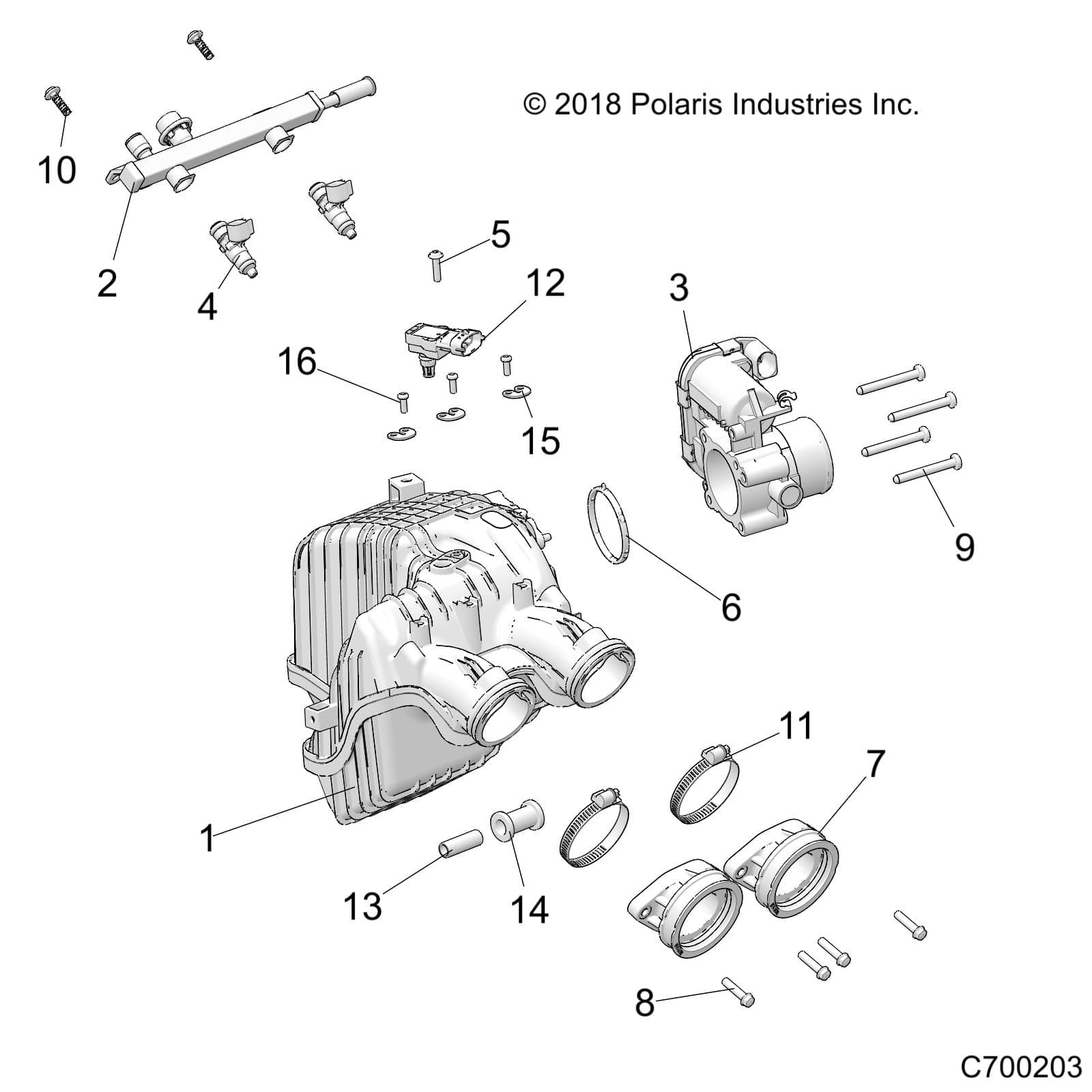 2026 RZR 900 TRAIL SPORT β ENGINE, INTAKE and THROTTLE BODY - Z26A5E87A5 (C700203) diagram