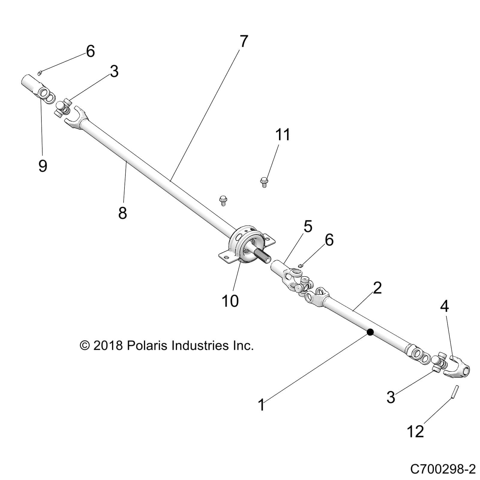 2026 RZR 900 TRAIL S SPORT β DRIVE TRAIN, FRONT PROP SHAFT - Z26ASE87A5 (C700298-2) diagram