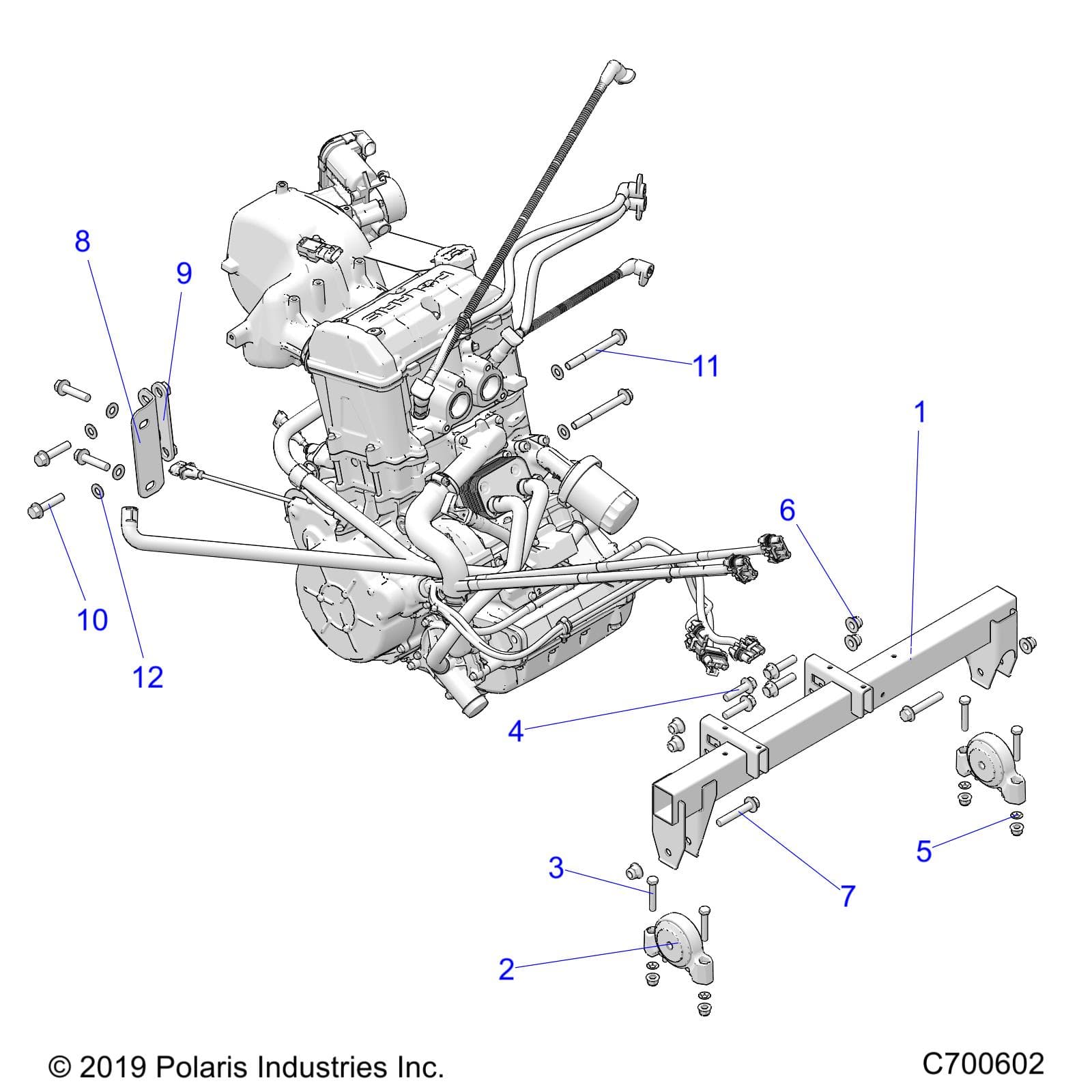 2026 RANGER 1000 CREW NON EPS β ENGINE, MOUNTING & LONG BLOCK - R26T6A99A1/B1 (C700602) diagram
